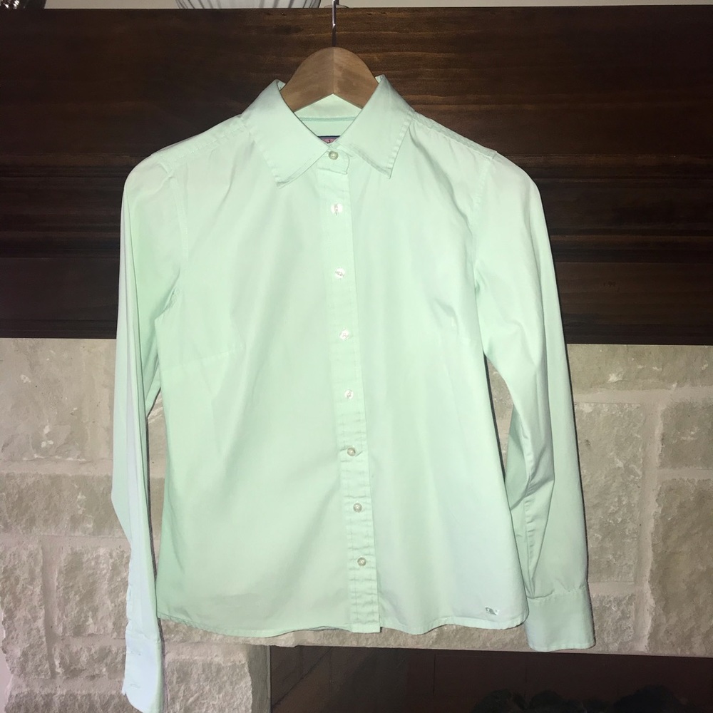 Vineyard Vines sea foam green blouse